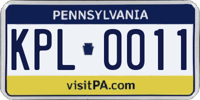 PA license plate KPL0011