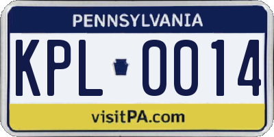 PA license plate KPL0014