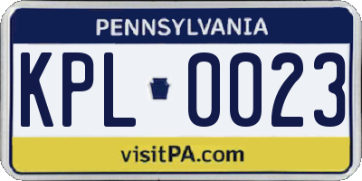 PA license plate KPL0023