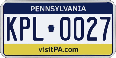 PA license plate KPL0027
