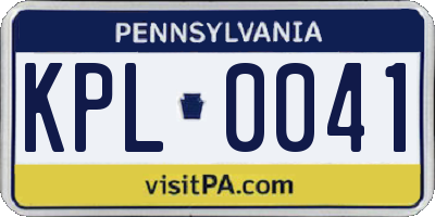 PA license plate KPL0041