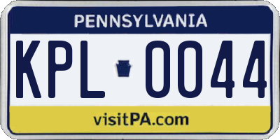 PA license plate KPL0044