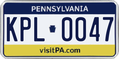 PA license plate KPL0047