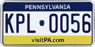 PA license plate KPL0056