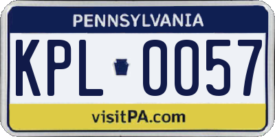 PA license plate KPL0057