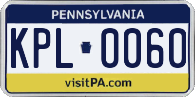 PA license plate KPL0060