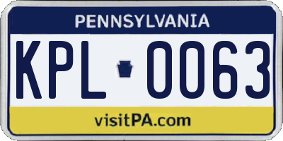 PA license plate KPL0063