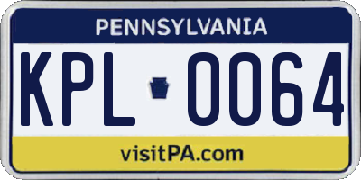 PA license plate KPL0064