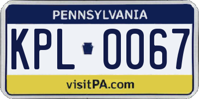 PA license plate KPL0067