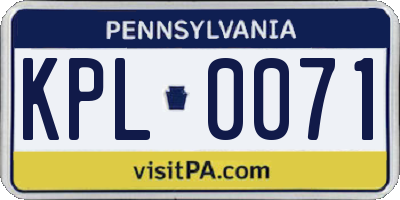 PA license plate KPL0071