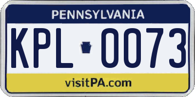 PA license plate KPL0073