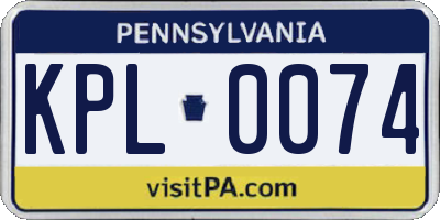 PA license plate KPL0074