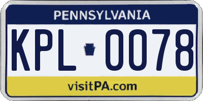 PA license plate KPL0078