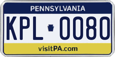 PA license plate KPL0080