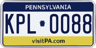 PA license plate KPL0088