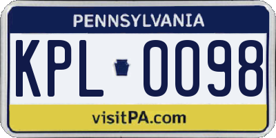 PA license plate KPL0098