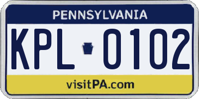 PA license plate KPL0102