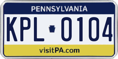 PA license plate KPL0104