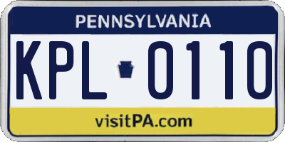 PA license plate KPL0110