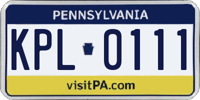 PA license plate KPL0111