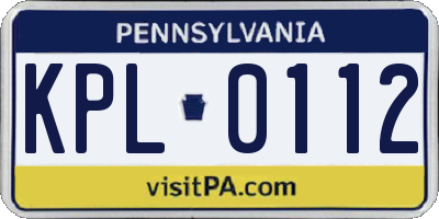 PA license plate KPL0112