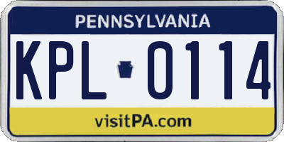 PA license plate KPL0114