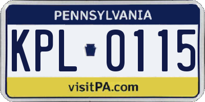 PA license plate KPL0115