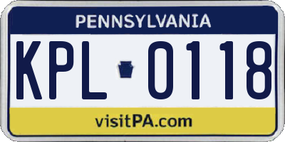 PA license plate KPL0118