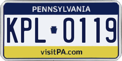 PA license plate KPL0119