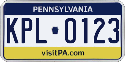 PA license plate KPL0123