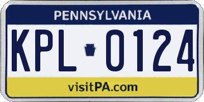 PA license plate KPL0124