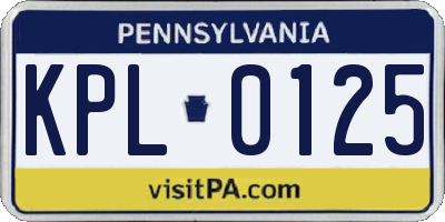 PA license plate KPL0125