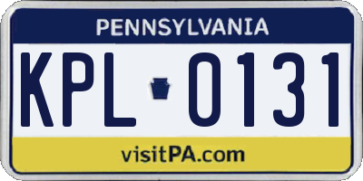 PA license plate KPL0131