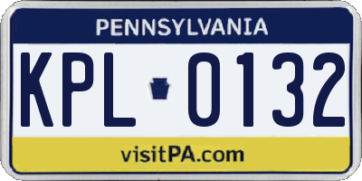 PA license plate KPL0132