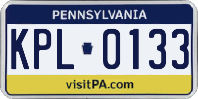 PA license plate KPL0133