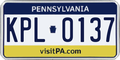 PA license plate KPL0137