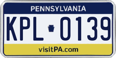 PA license plate KPL0139