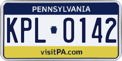PA license plate KPL0142