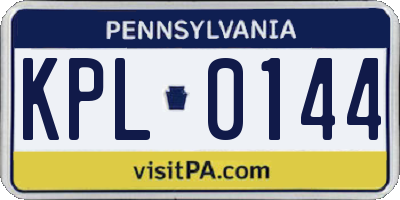 PA license plate KPL0144