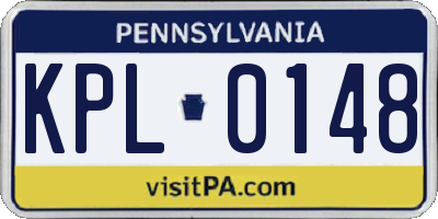 PA license plate KPL0148