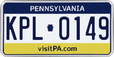 PA license plate KPL0149