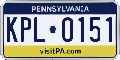 PA license plate KPL0151