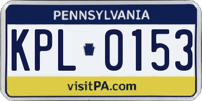 PA license plate KPL0153