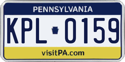 PA license plate KPL0159