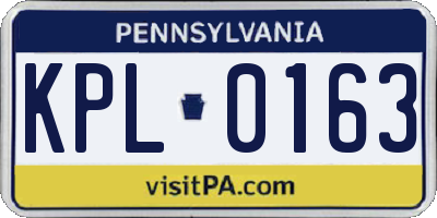 PA license plate KPL0163