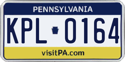 PA license plate KPL0164