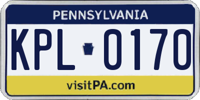 PA license plate KPL0170