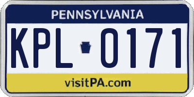 PA license plate KPL0171