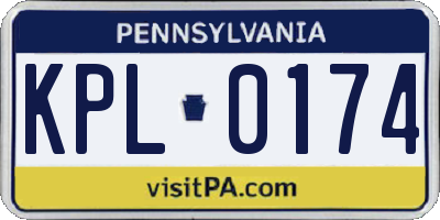 PA license plate KPL0174