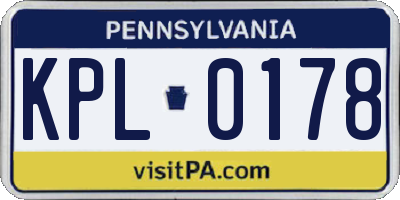 PA license plate KPL0178